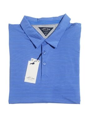 AdiPure by Adidas Mens Tech Striped Short Sleeve Golf Polo Size 2XL Blue NWT